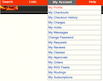 My account menu